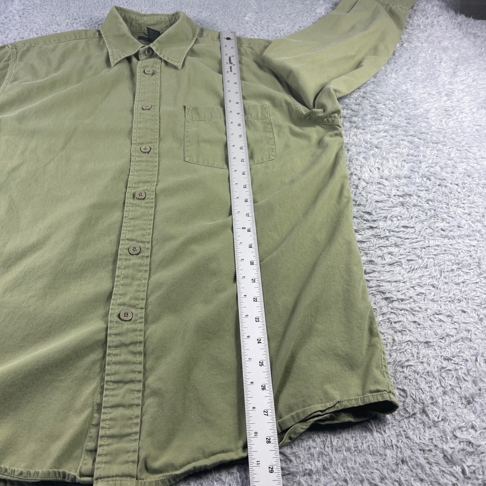 Express Mens Classic Fit Cotton Canvas Button Down Shirt Olive Green Medium - Picture 5 of 8